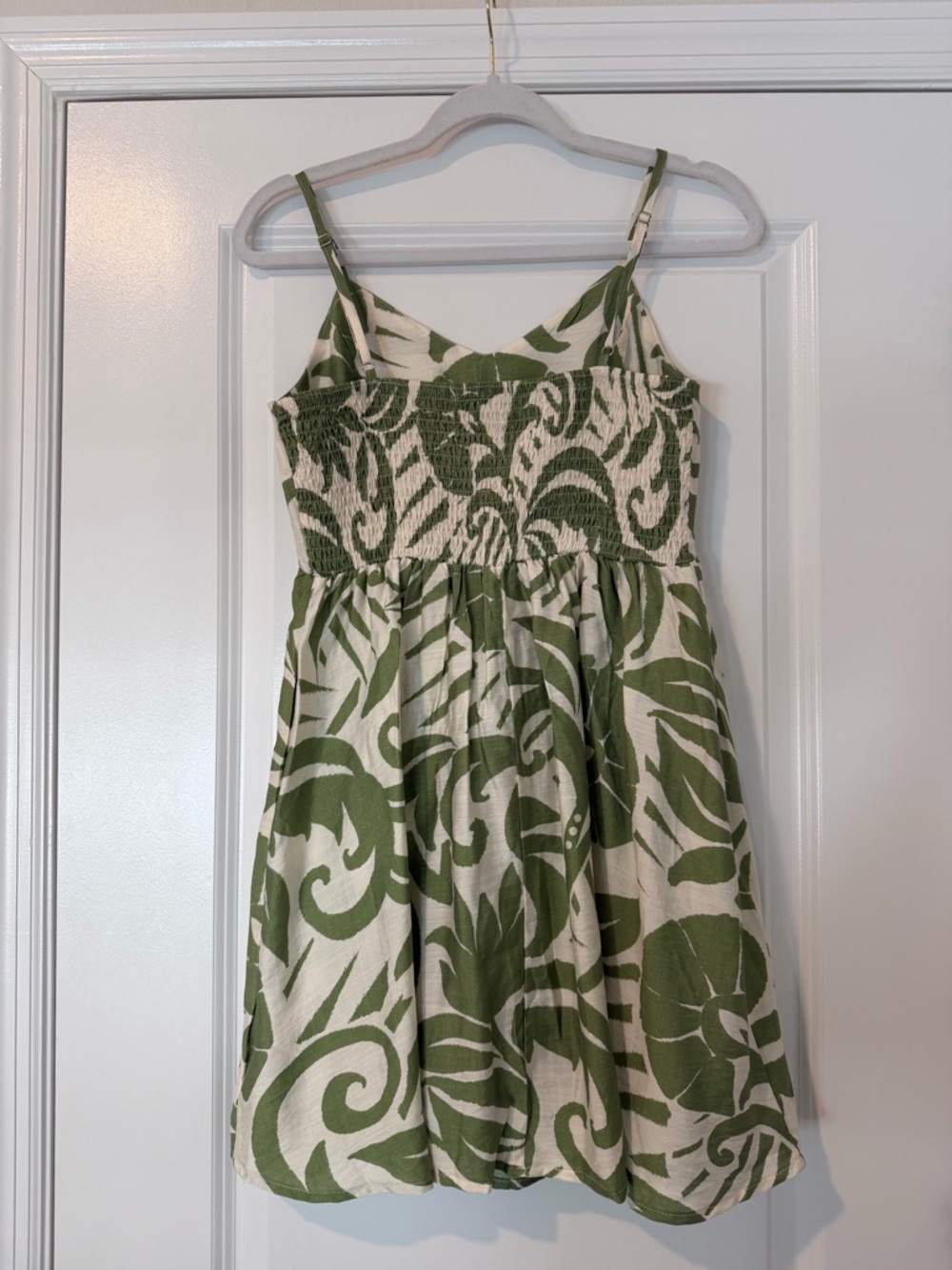 Green Tropical Print Spaghetti Strap Mini Dress- SMALL - Picture 7 of 7